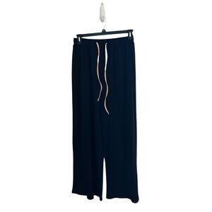 ⬛️CIDER: Women’s size L, black wide leg ribbed trousers w/tan drawstring ties⬛️